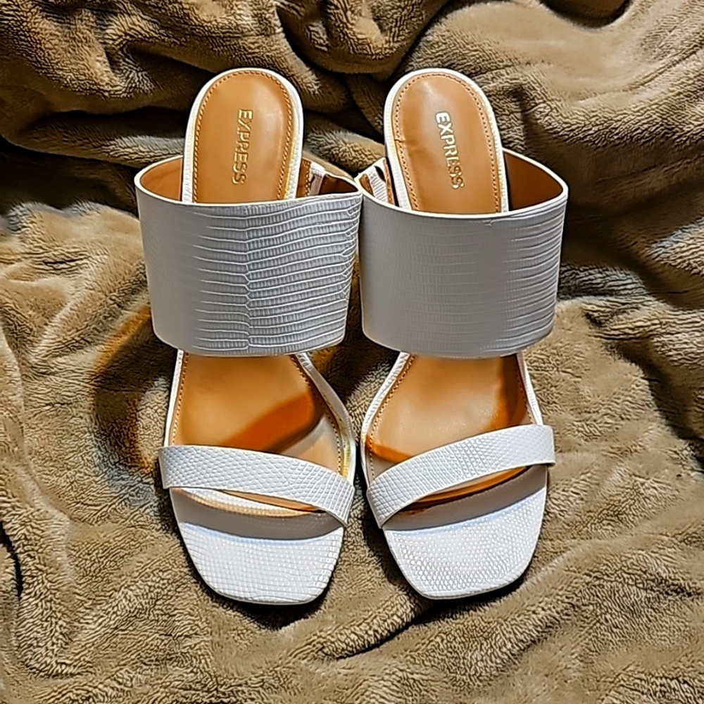 White sandal heels
